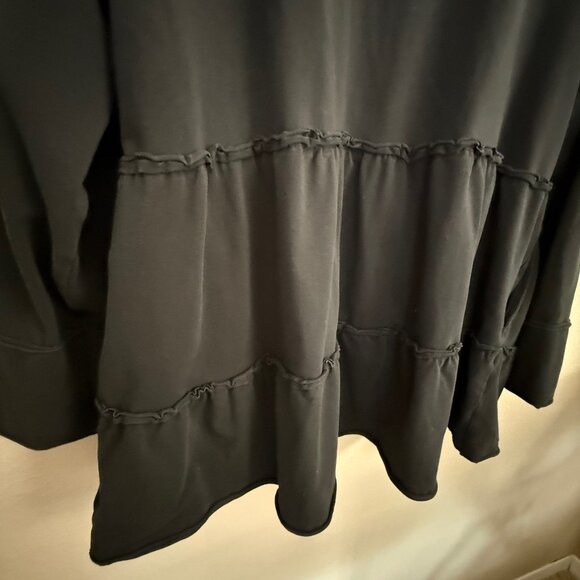 Neon Buddha Long Black Ruffle Jacket – Warm Knit, Zipper Front, Size XL - Picture 5 of 12